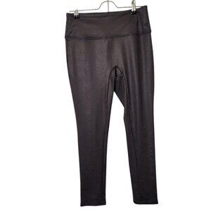 All Worthy by Hunter McGrady Dark Gray Faux Leather Leggings Size Small Petite